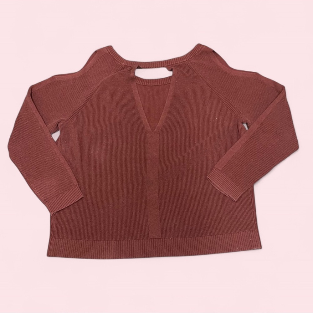 Torrid Ribbed Knit Cold Shoulder Sweater 2X Rust Cut‎ Out Back - Picture 4 of 8